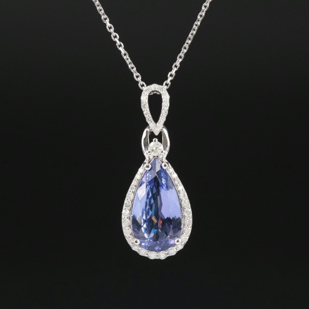 Oscar Friedman 3.32 CR Tanzanite and Diamond/Platinum Chain!